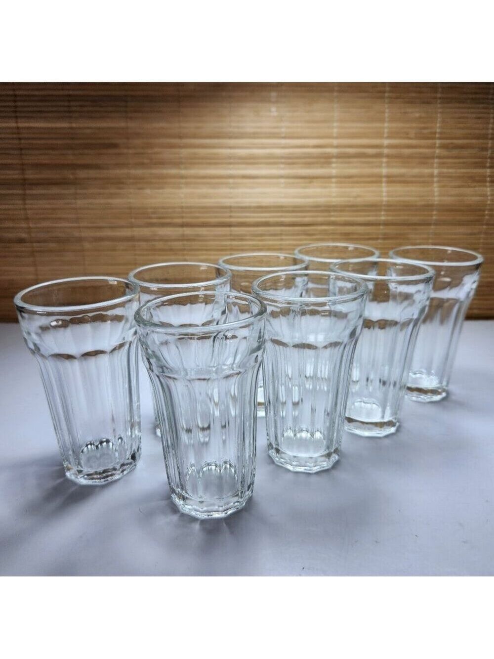 Vintage MCM Juice Glasses Set of 8 Clear 4” Tumblers 1960s Kitchen Drinkware